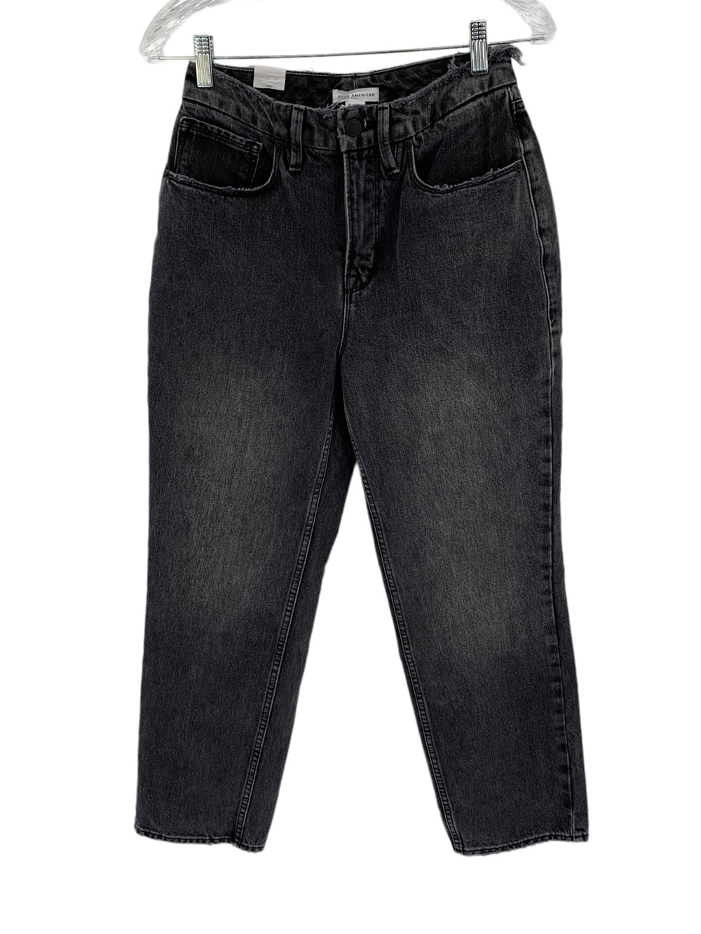 NWT Good American 90s Style Duster Straight Leg Jeans Size Womens 2/26 Black